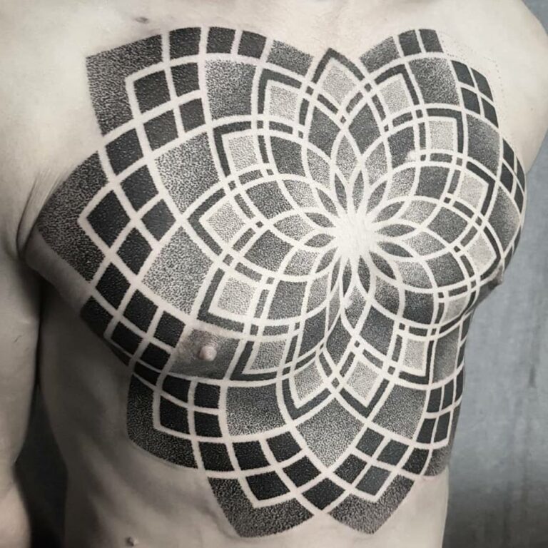 Tatuaż w stylu dotwork. Geometria.