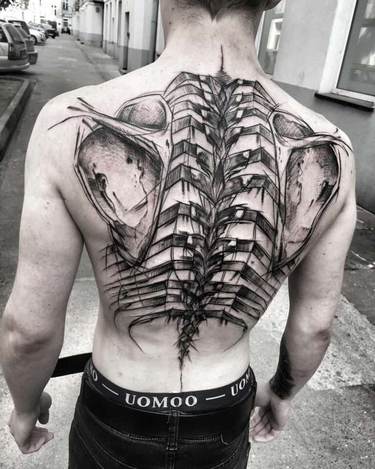 Tatuaż graficzny. Szkielet.