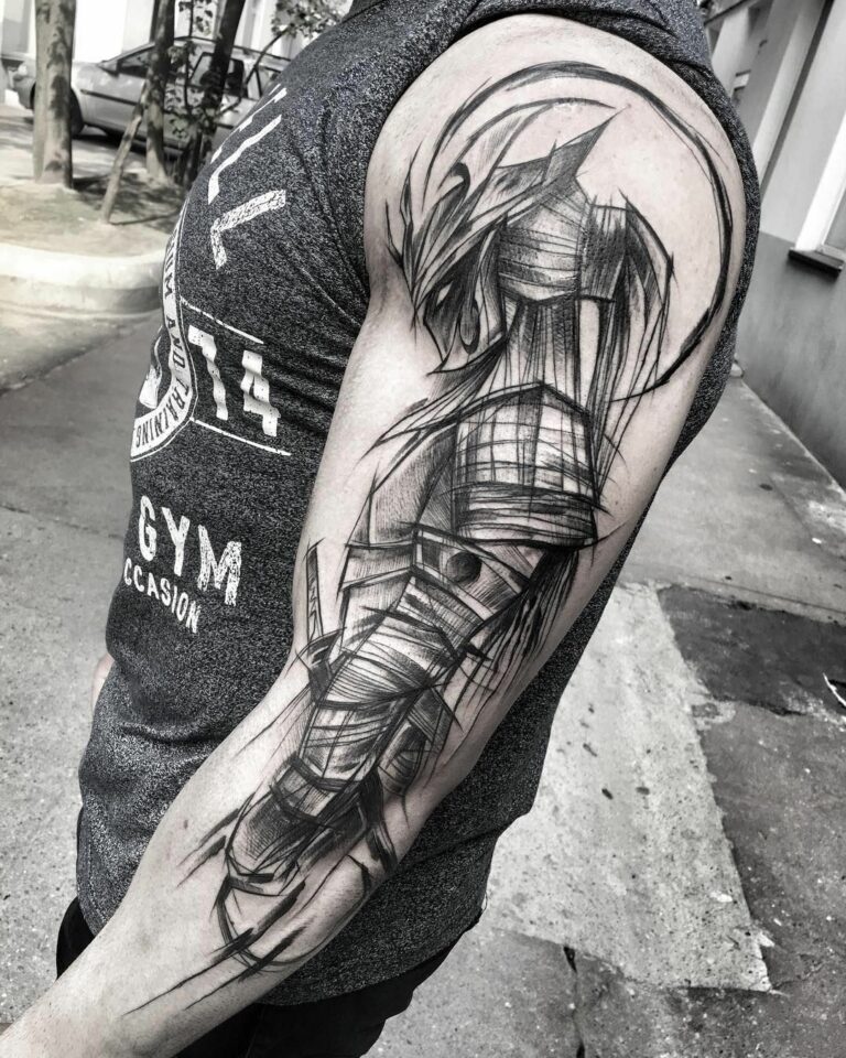 Tatuaż graficzny. Samuraj.